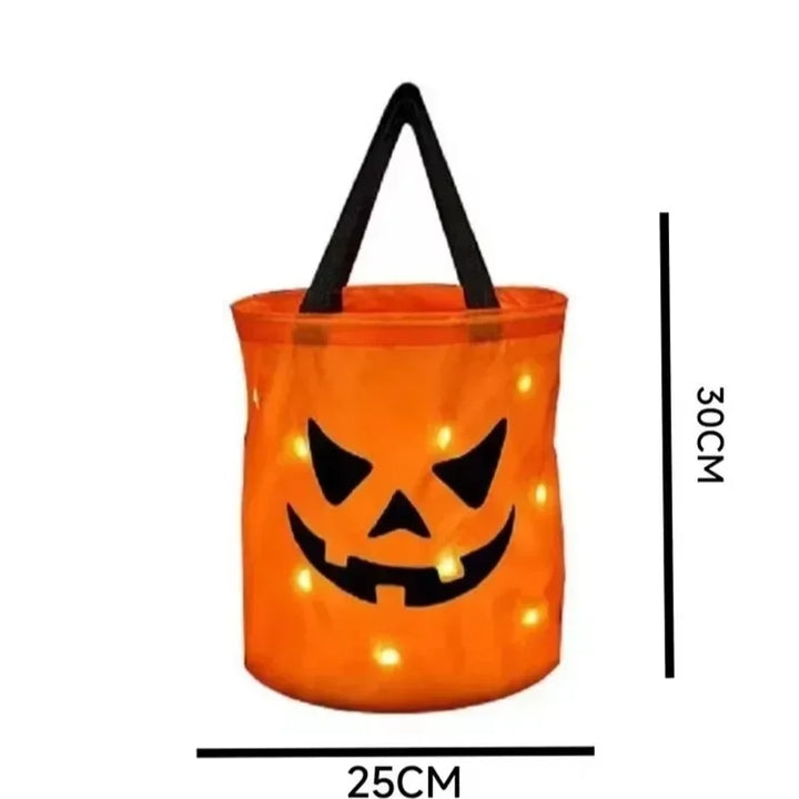 LEDLight Up Halloween Pumpkin Candy Tote Bag Basket for Kids