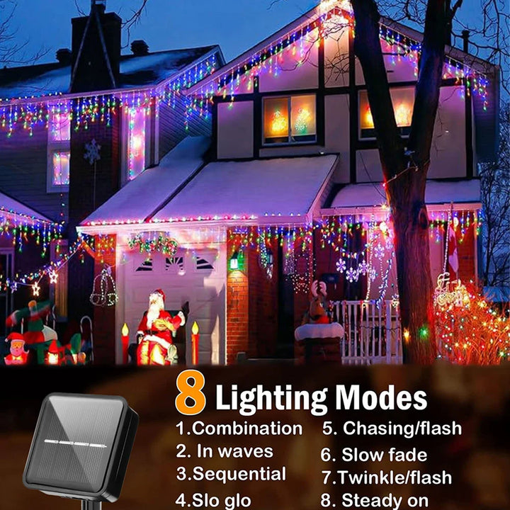 NEW 162/96LED Solar Icicle Outdoor Christmas Lights 8 Modes