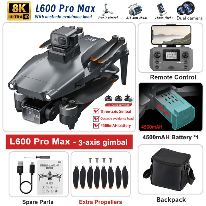 2025 New L600 PRO MAX GPS Drone 5KM 4K