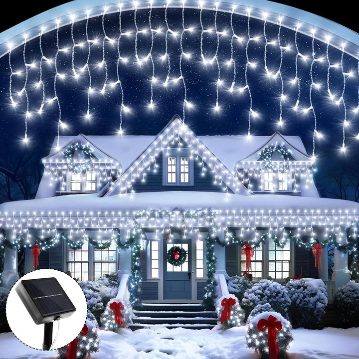 NEW 162/96LED Solar Icicle Outdoor Christmas Lights 8 Modes